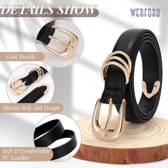 Women Leather Belt Fashion Leather Waist Belt For Pants Jean Ladies Western🐰 - Picture 5 of 5